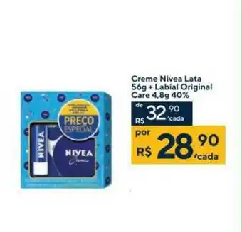 Drogaria Coop Creme Nivea Lata 56g + Labial Original Care 4.8g 40% oferta