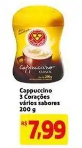 Extra Supermercado Cappuccino 3 Coracoes varios sabores 200g oferta