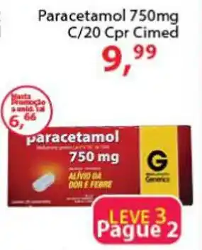 Chama Supermercados Paracetamol 750mg C/20 Cpr Cimed oferta