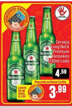 Supermercados Big Compra Cerveja Long Neck Premium Heineken 330ml cada oferta