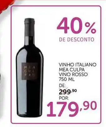 Super Nosso Vinho Italiano Mea Culpa Vino Rosso 750ml oferta