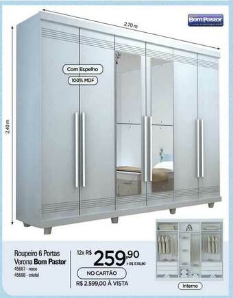 Zenir Roupeiro 6 Portas Verona Bom Pastor oferta