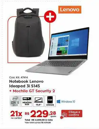 Ibyte Notebook Lenovo Ideapad 3i S145 oferta