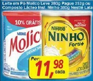 Supermercados Guanabara Leite em po Molico Leve 280g Pague 252g ou Composto Lacteo Inst. Ninho 380g Nestle Lata oferta