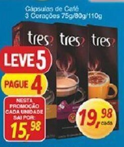 Supermercados Guanabara Capsulas de Cafe 3 Coracoe 75g/80g/110g oferta
