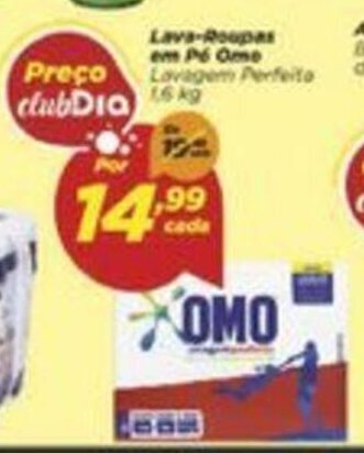 Dia Lava roupas em Po Omo 1.6kg oferta