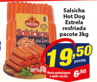 Vencedor Atacadista Salsicha Hot Dog Estrela resfriada pacote 3kg oferta