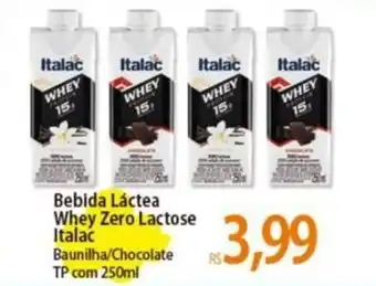 Atacadão Bebida Láctea Whey Zero Lactose Italac Baunilha/Chocolate TP com 250ml oferta