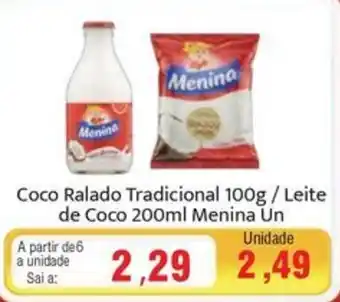 Spani Atacadista Coco Ralado Tradicional 100g / Leite de Coco 200ml Menina Un oferta