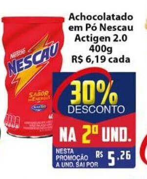 Vencedor Atacadista Achocolatado em po Nescau Actigen 2.0 400g oferta