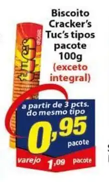 Vencedor Atacadista Biscoito Cracker's tuc's tipos pacote 100g oferta