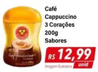 Hiper Moreira Café Cappuccino 3 Corações 200g Sabores oferta