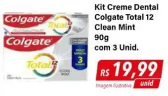 Hiper Moreira Kit Creme Dental Colgate Total 12 Clean Mint 90g com 3 Unid. oferta