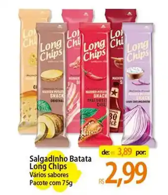 Atacadão Salgadinho Batata Long Chips Vários sabores Pacote com 75g oferta