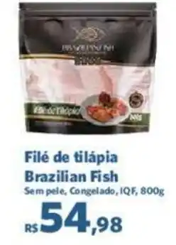 Sam's Club Filé de tilápia Brazilian Fish Sem pele, Congelado, IQF, 800g oferta