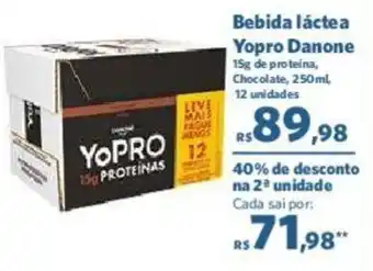Sam's Club Bebida láctea Yopro Danone 15g de proteina, Chocolate, 250 ml, 12 unidades oferta