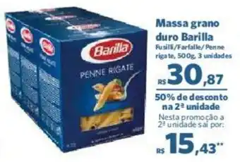 Sam's Club Massa grano duro Barilla Fusilli/Farfalle/Penne rigate, 500g, 3 unidades oferta