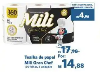 Sam's Club Toalha de papel Mili Gran Chef 120 folhas, 3 unidades oferta