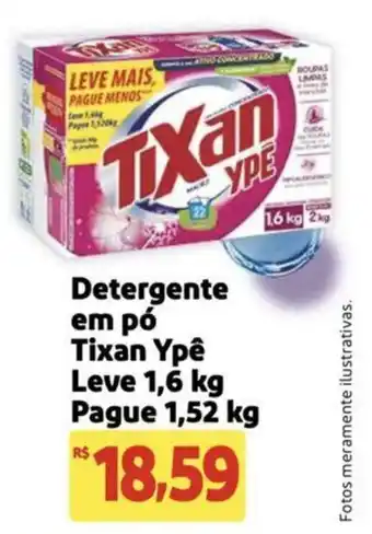 Extra Supermercado Detergente em pó Tixan Ypê Leve 1,6 kg Pague 1,52 kg oferta