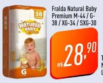 Supermercados Pague Menos Fralda Natural Baby Premium M-44/G-38/XG-34/SXG-30 oferta