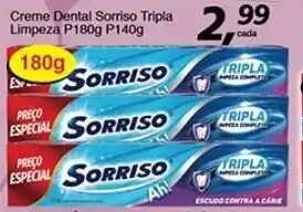 Supermercados Guanabara Creme Dental Sorriso Tripla Limpeza P180g P140g oferta