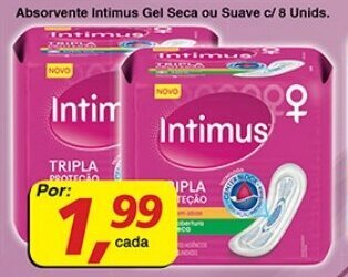 Supermercados Guanabara Absorvente Intimus Gel Seca ou Suave c/ 8 unids. oferta
