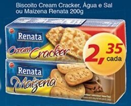 Supermercados Guanabara Biscoito Cream Cracker, Agua e Sal ou Maizena Renata 200g oferta