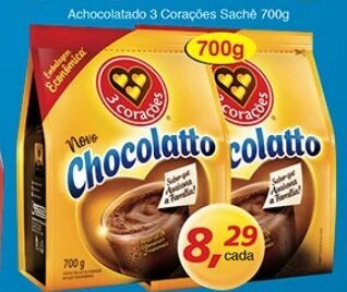 Supermercados Guanabara Achocolatado 3 Coracoes Sache 700g oferta