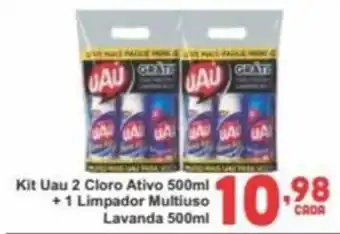 Kit Uau 2 Cloro Ativo 500ml +1 Limpador Multiuso Lavanda 500ml