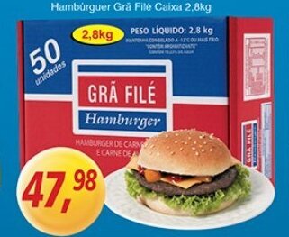 Supermercados Guanabara Hamburguer Gra file Caixa 2.8kg oferta
