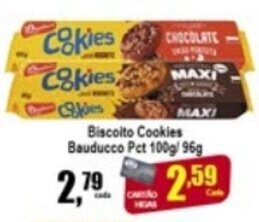 Higa's Supermercado Biscoito Cookies Bauducco pct 100g/96g oferta