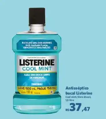 Sam's Club Antisséptico bucal Listerine Cool mint/Zero álcool, 1,5 litro oferta