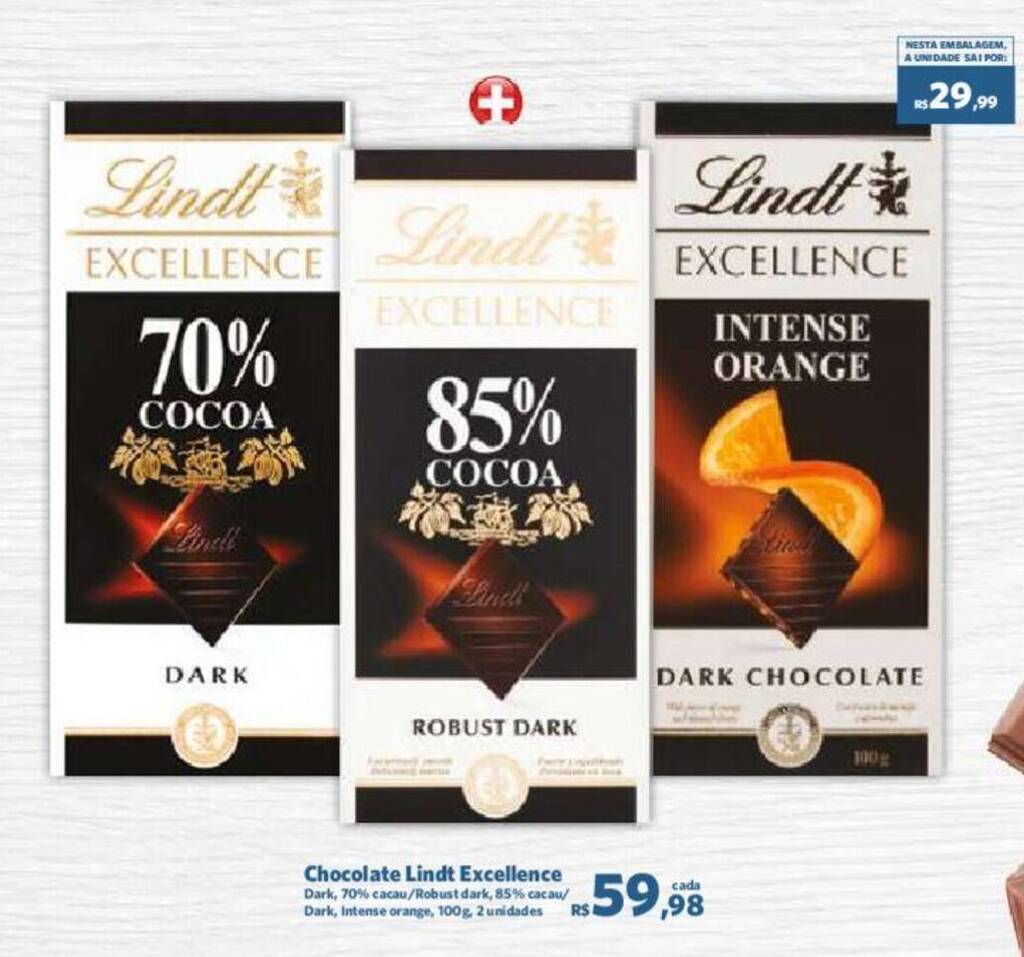 Chocolate Lindt Excellence Dark, oferta na Sam's Club