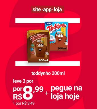 Americanas - Toddynho 200ml com 3 unidades por R$ 3,99