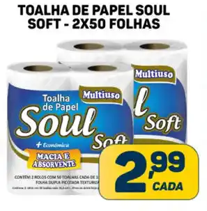 Dom Atacadista TOALHA DE PAPEL SOUL SOFT-2X50 FOLHAS oferta
