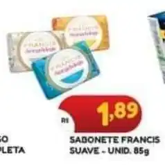 Bramil Supermercados SABONETE FRANCIS SUAVE-UNID. 85g oferta