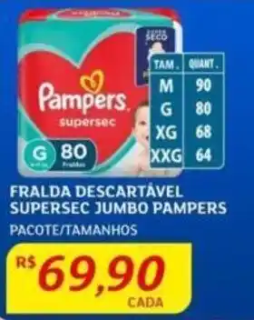 Assaí Atacadista FRALDA DESCARTÁVEL SUPERSEC JUMBO PAMPERS PACOTE/TAMANHOS oferta