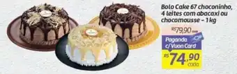Bolo Cake 67 choconinho, 4 leites com abacaxi ou chocomousse-1kg