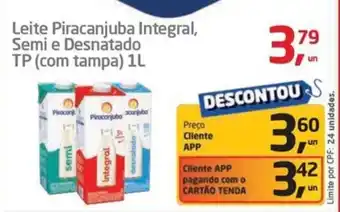 Tenda Atacado Leite Piracanjuba Integral, Semi e Desnatado TP (com tampa) 1L oferta