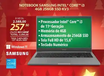 Lojas Cem NOTEBOOK SAMSUNG INTEL® CORE™ i3 4GB 256GB SSD KV3 oferta