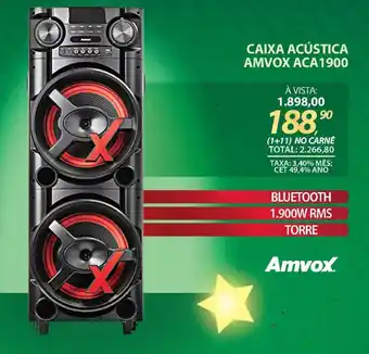 Lojas Cem CAIXA ACÚSTICA AMVOX ACA1900 oferta