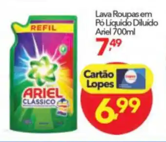 Lava roupas em po liquido Diluido Ariel 700ml