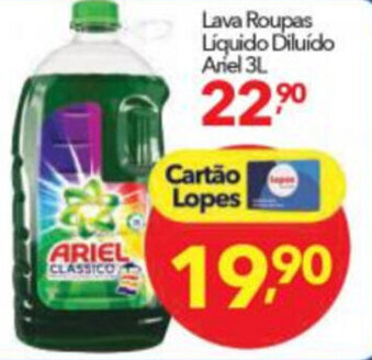 Lopes Supermercados Lava roupas liquido Diluido Ariel 3L oferta