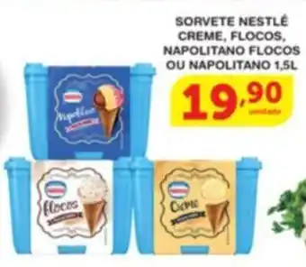 SORVETE NESTLÉ CREME, FLOCOS, NAPOLITANO FLOCOS OU NAPOLITANO 1,5L