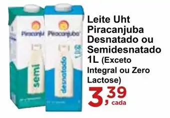 Rossi Supermercado Leite Uht Piracanjuba Desnatado ou Semidesnatado 1L oferta