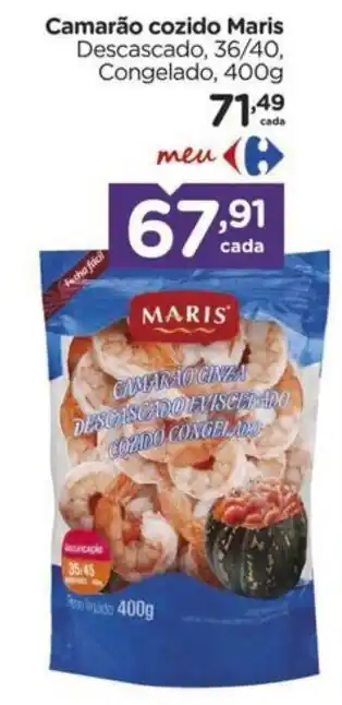 Carrefour Camarão cozido Maris Descascado, 36/40, Congelado, 400g oferta
