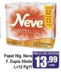 Higa's Supermercado Papel hig. Neve F. Dupla 30mts Lv 12 Pg 11 oferta