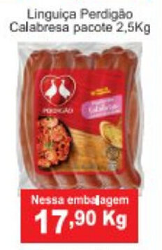 Calvo Atacadista Linguica Perdigao Calabresa pacote 2.5kg oferta