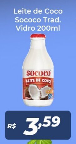 Atakarejo Leite de Coco Sococo Trad. Vidro 200ml oferta