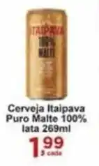 Rossi Supermercado Cerveja Itaipava Puro Malte 100% lata 269ml oferta